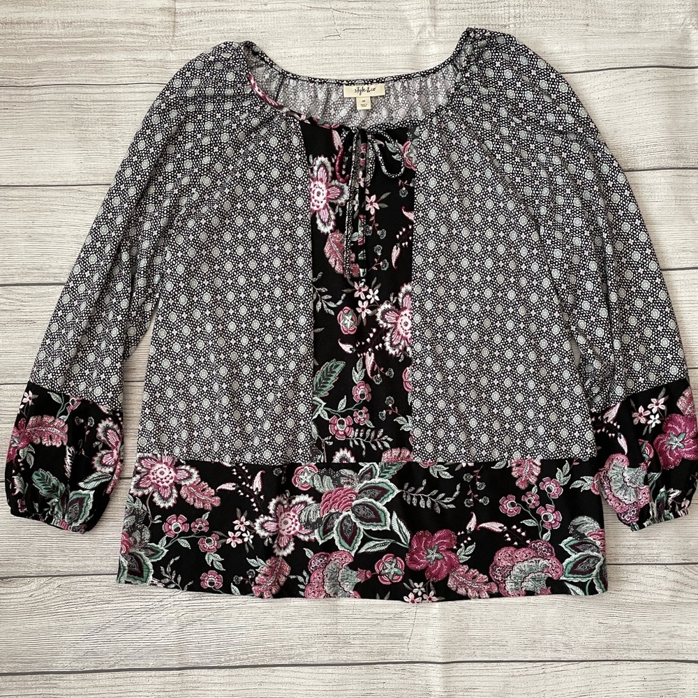 Print Scoop split Neck with Ties